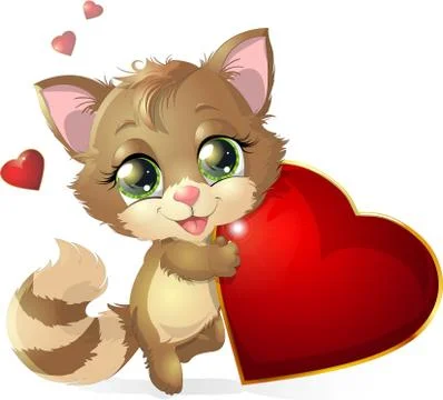 Kitten and heart Stock Illustration