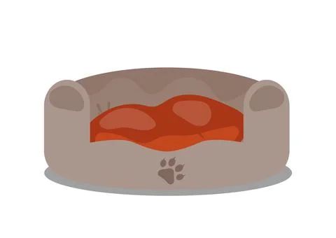 Kitten and her fluffy bed isolated on white background vector illustration Stock Illustration