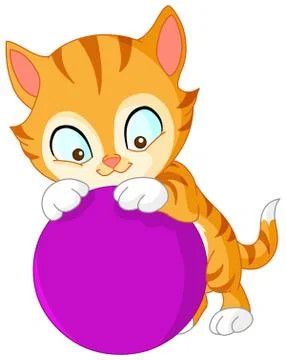 Kitten with ball Stock Illustration