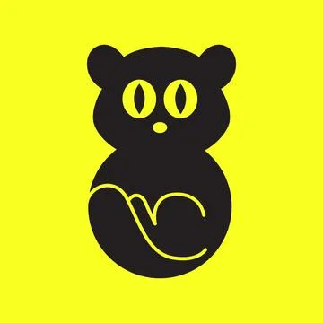 Kitten cat black born cute flat mascot cartoon simple logo icon vector illu.. Stock Illustration