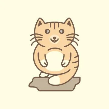 Kitten cat pets fat cute long tails mascot cartoon logo vector icon illustr.. Illustrazione stock