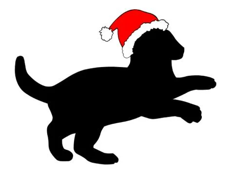 Kitten in a Christmas Hat Stock Illustration