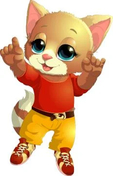 Kitten in clothes Stock Illustration