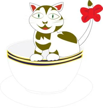 Kitten in a cup Stock Illustration