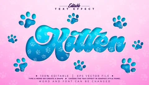 Kitten Cute Cat Text Effect Design Editable Vector Graphic Style with Cut Out イラスト素材