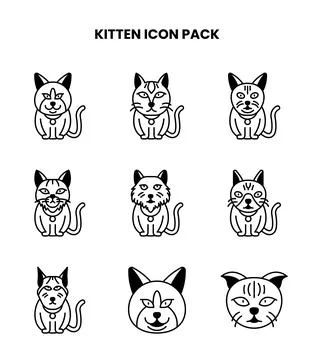 Kitten DuoTone UI Icons Pack Stock Illustration