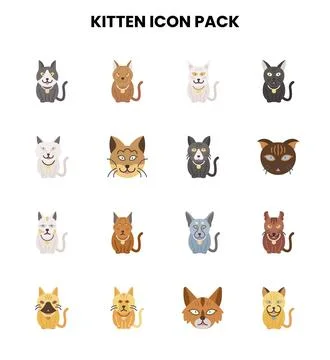 Kitten Flat Icons Pack Stock Illustration