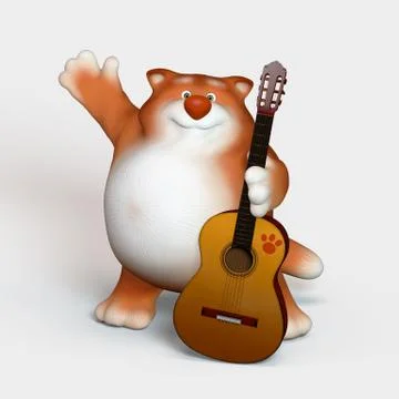 Kitten with a guitar. Stock Illustration