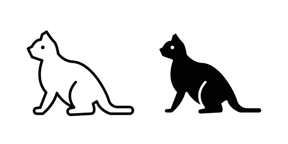 Kitten icon design. Simple Vector illustrations.. Stock Illustration