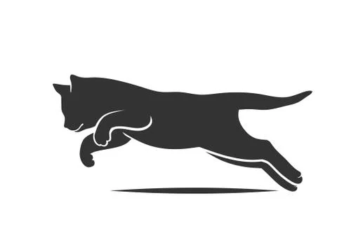 Kitten jumping line sketch Stock Illustration
