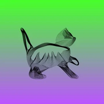 Kitten in linear style Stock Illustration