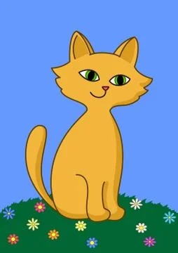 Kitten on meadow Stock Illustration