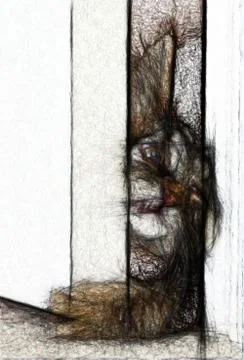 Kitten open door 库存插图