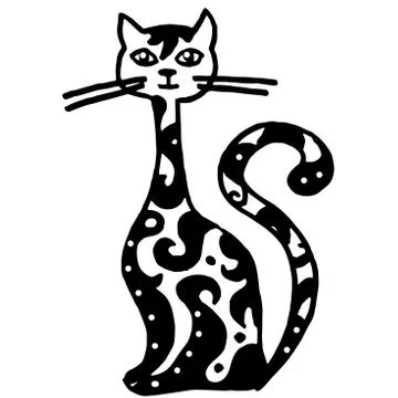 Kitten pattern with long neck Stock Illustration