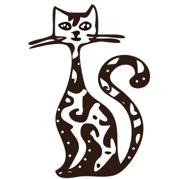 Kitten pattern with long neck Stock Illustration