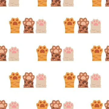 Kitten paw seamless pattern Stock Illustration