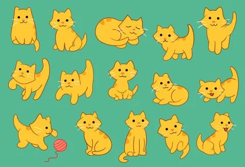 Kitten Pose Various Illustration Stock Illustration