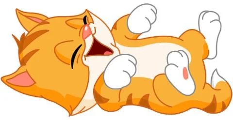 Kitten rolling on floor laughing Illustrazione stock