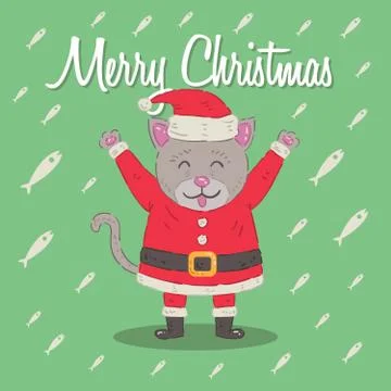 Kitten Santa Claus Stock Illustration