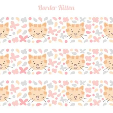 Kitten vectorl border Stock Illustration