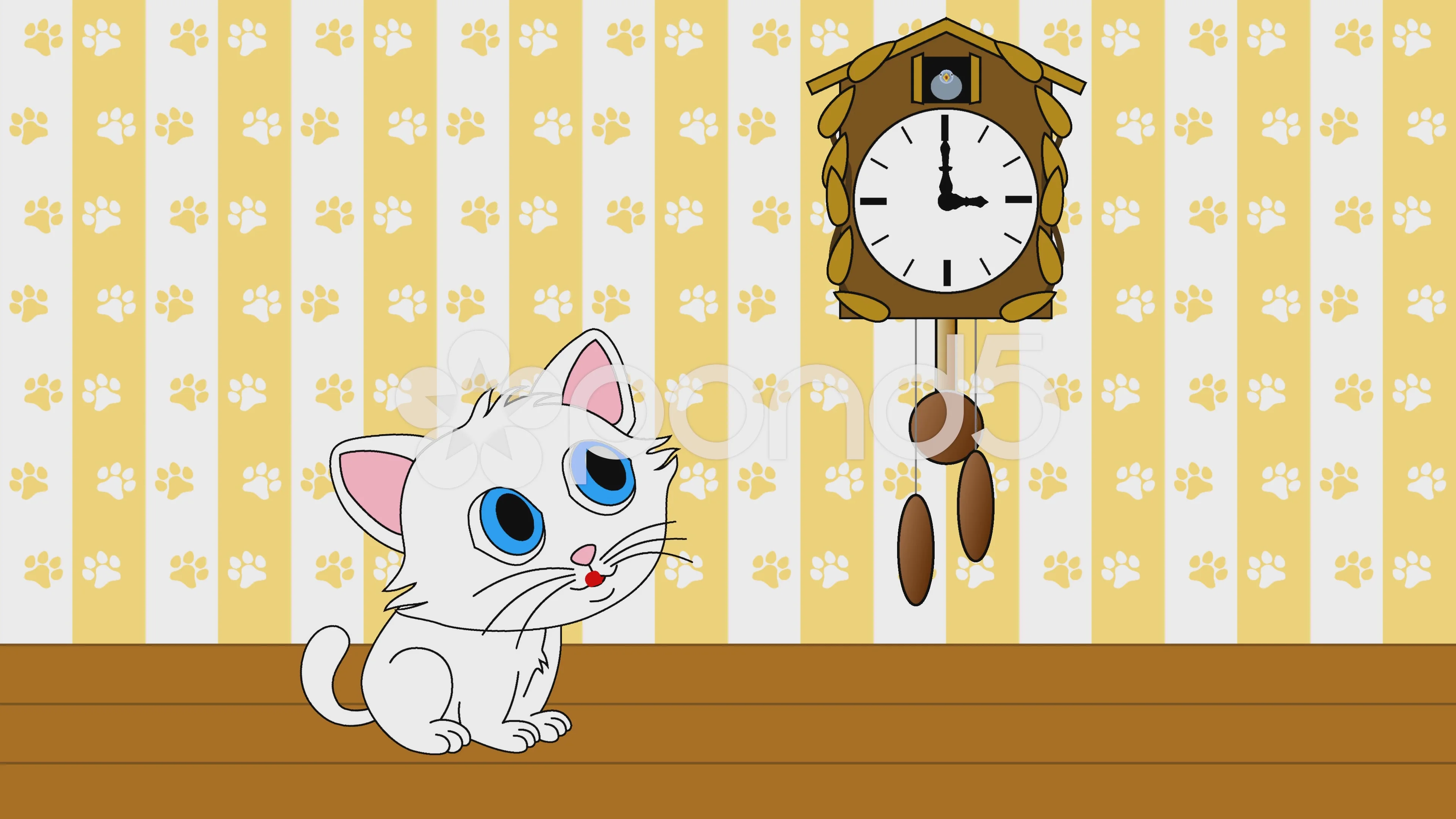 Kitten watching cuckoo clock seamless lo... | Stock Video | Pond5