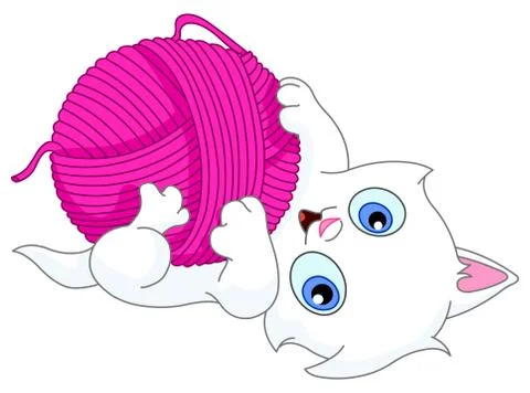 Kitten with wool ball Stock Illustration