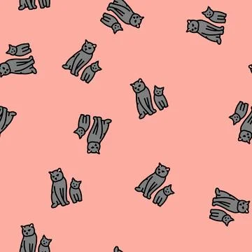 Kittens cat breeding vector seamless pattern 스톡 일러스트