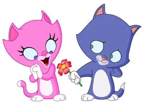 Kittens in love Stock Illustration