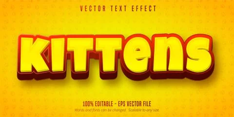 Kittens text, cartoon style editable text effect Stock Illustration
