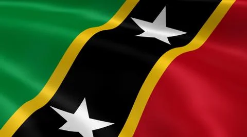 Kittitian flag in the wind Fotos Stock