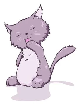 Kitty cleaning Stock Illustration