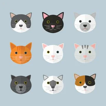 Kitty faces 001 Illustrazione stock