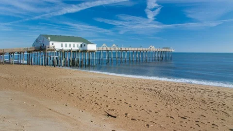 Kitty Hawk Pier on the Outer Banks of North Carolina Stock Footage 73026992