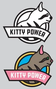 Kitty Power cat or kitten vector badge or logo. Stock Illustration