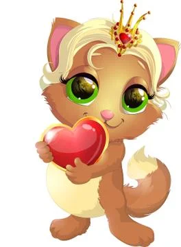 Kitty princess with decorations Stock Illustration