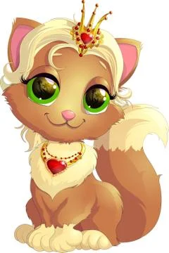 Kitty princess with decorations Stock Illustration