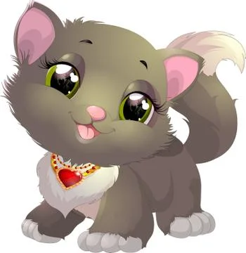 Kitty princess with decorations Stock Illustration