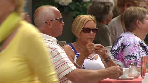 Kitzbühel cafe and town centre Stock Footage 34862205