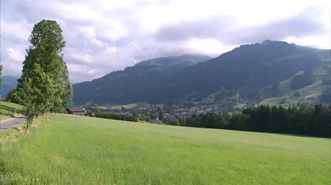 Kitzbühel city centre from hillside_02 Stock Footage 34861939