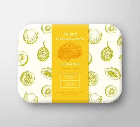 Kiwano Bath Cosmetics Package Box. Abstract Vector Wrapped Paper Container with Stock Illustration