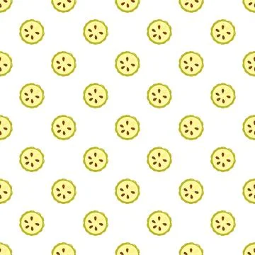 Kiwano fruit slices repeating pattern on white background Stock Illustration