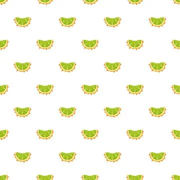 Kiwano fruit slices repeating seamless pattern background Stock Illustration