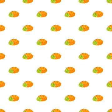 Kiwano fruit tropical pattern on white background Stock Illustration
