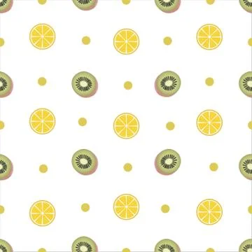 Kiwi and Lemon Seamless Pattern Vector Stock Illustration