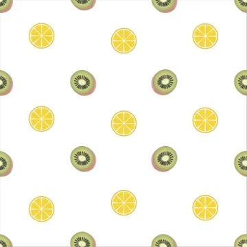 Kiwi and Lemon Seamless Pattern Vector Stock Illustration
