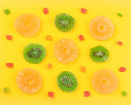 Kiwi and pineapple background Stock Photos