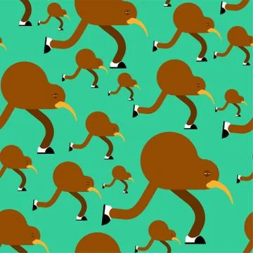 Kiwi bird cartoon pattern seamless. little bird run background. Baby fabric t 스톡 일러스트