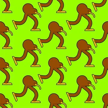 Kiwi bird cartoon pattern seamless. little bird run background. Baby fabric t 스톡 일러스트