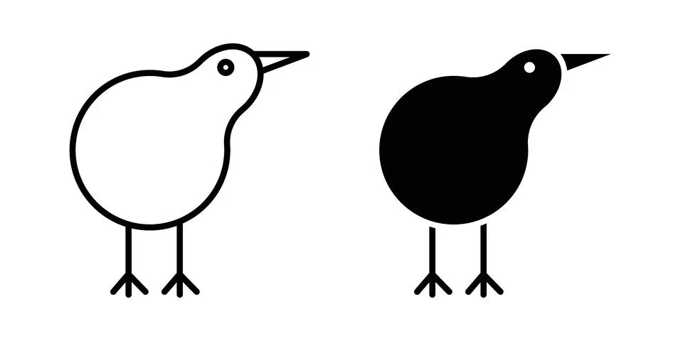 Kiwi bird icon set modern line and solid style collection. 스톡 일러스트
