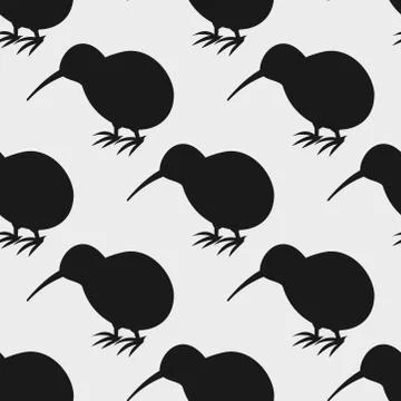 Kiwi bird seamless black pattern. Vector illustration Stock Illustration